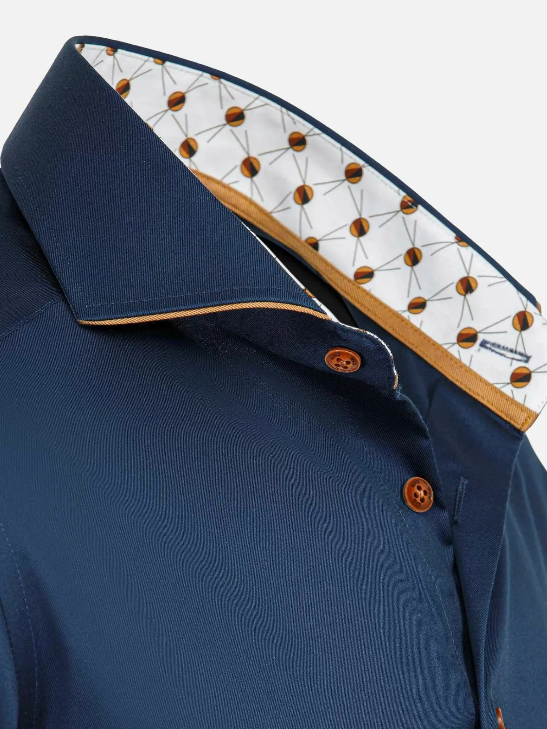 Vercelli Solid Navy Overhemd Lange Mouw