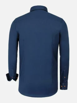 Vercelli Solid Navy Overhemd Lange Mouw