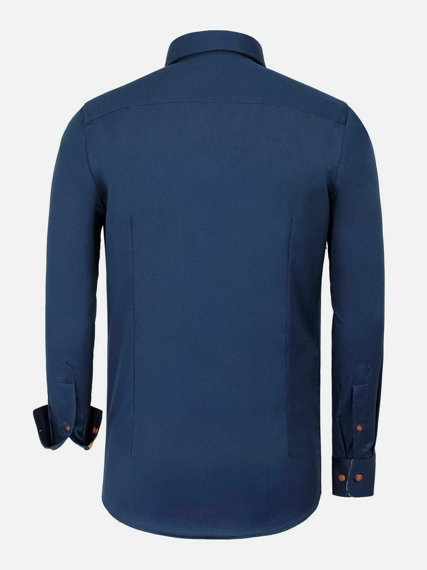 Vercelli Solid Navy Overhemd Lange Mouw