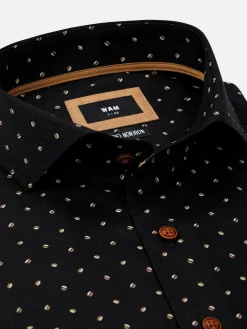 Verdantia Coffee Bean Pattern Black Overhemd Lange Mouw