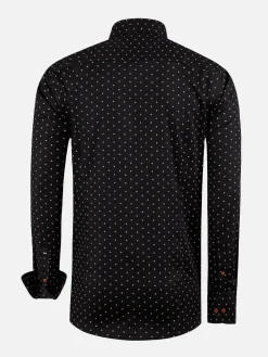 Verdantia Coffee Bean Pattern Black Overhemd Lange Mouw