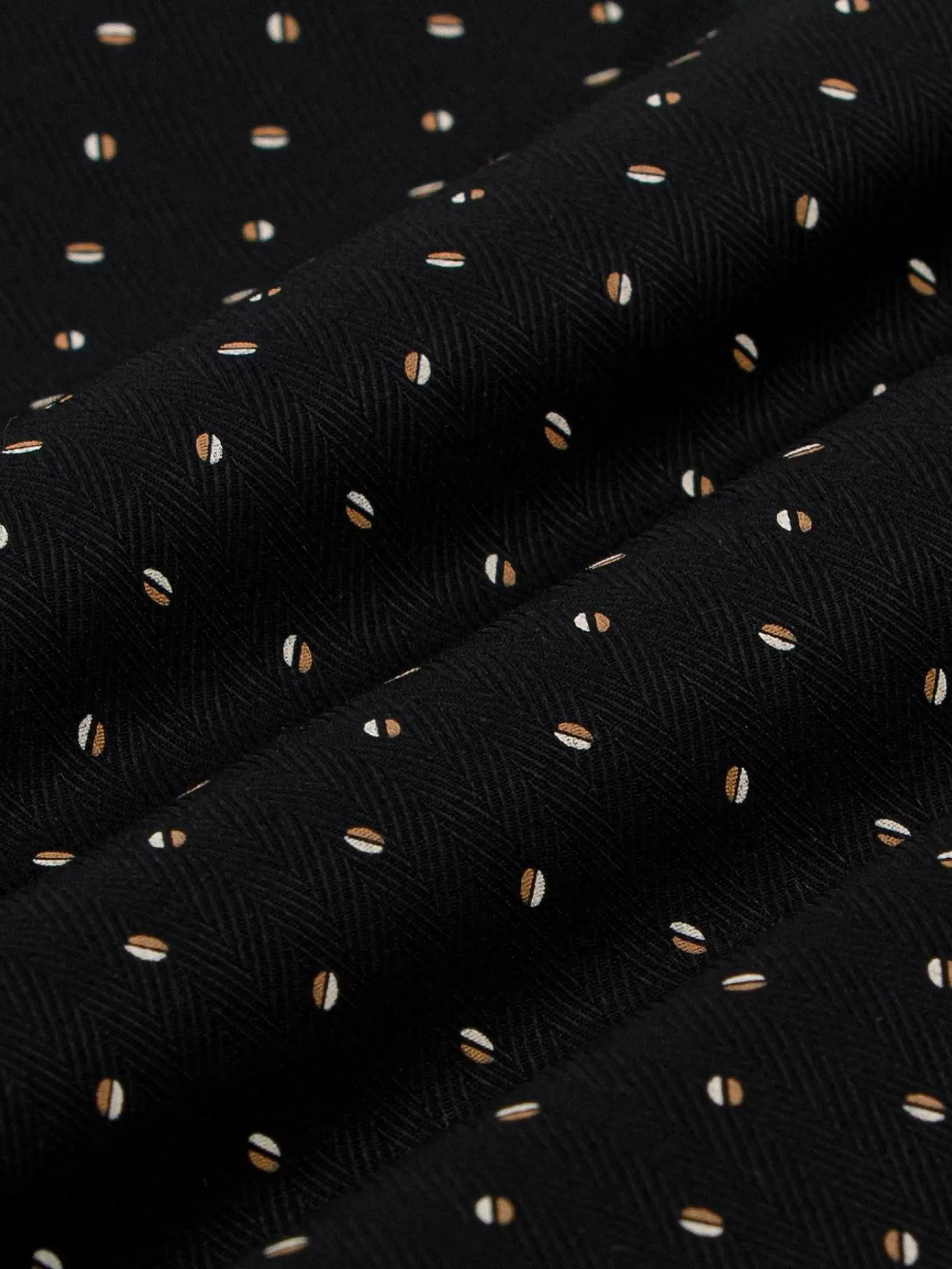 Verdantia Coffee Bean Pattern Black Overhemd Lange Mouw