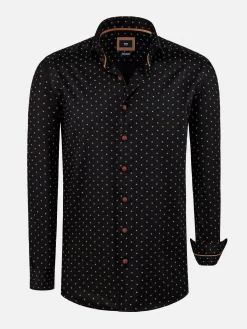 Verdantia Coffee Bean Pattern Black Overhemd Lange Mouw