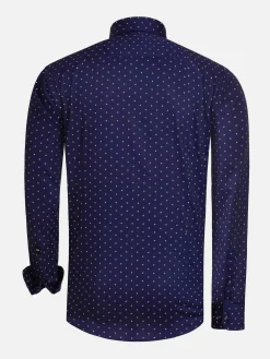 Verdantia Coffee Bean Pattern Navy Overhemd Lange Mouw