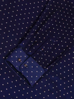 Verdantia Coffee Bean Pattern Navy Overhemd Lange Mouw