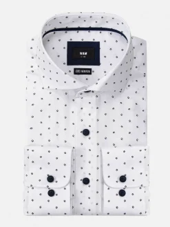 Verdantia Coffee Bean Pattern White Overhemd Lange Mouw