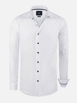 Verdantia Coffee Bean Pattern White Overhemd Lange Mouw