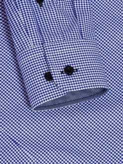 Vermilion Checkered Royal Blue Overhemd Lange Mouw