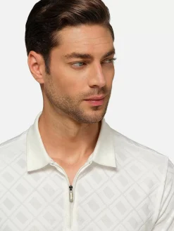 Vista Zipper White Polo