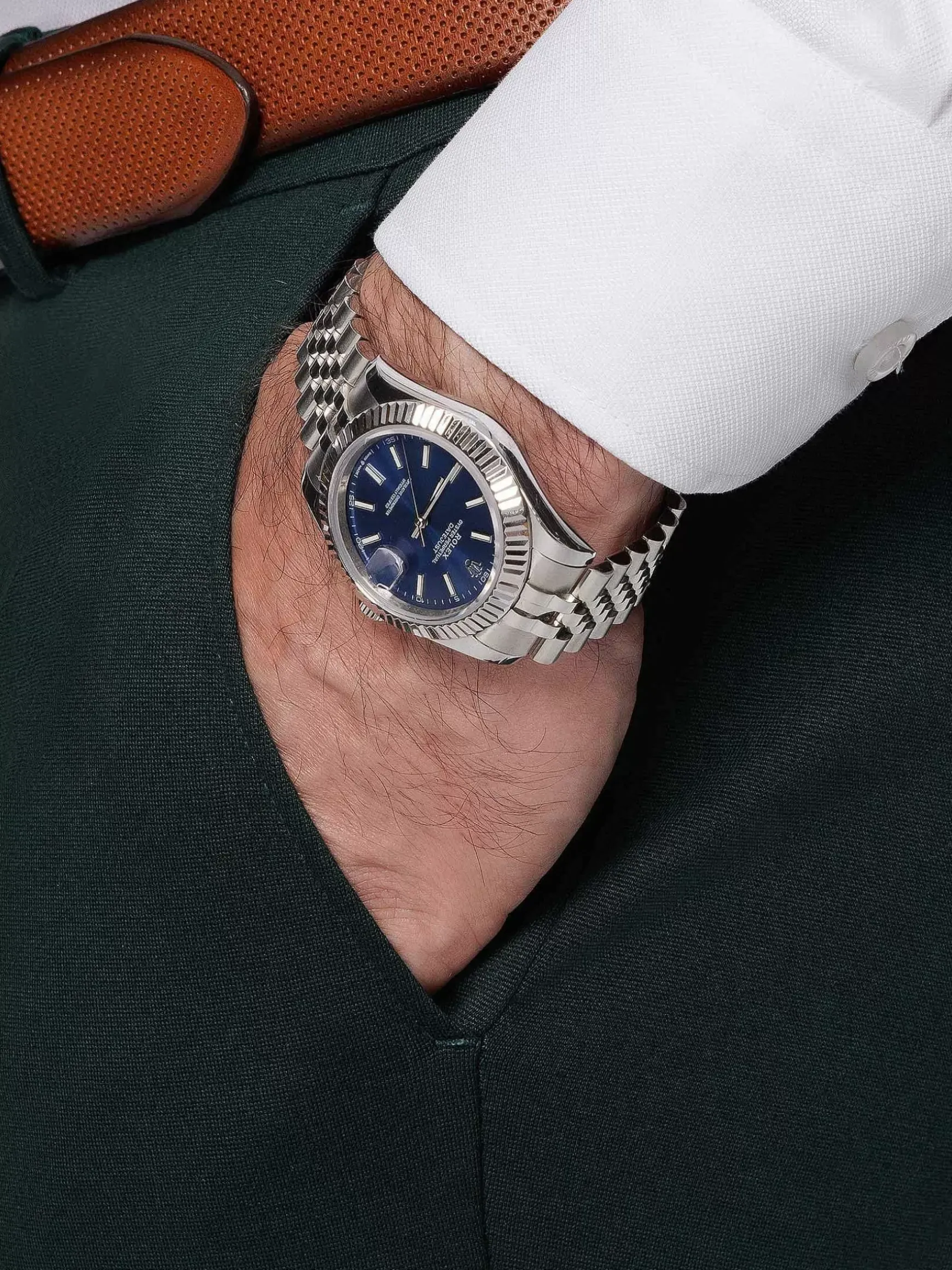 Wayne Glen Check Slim Fit Green Suit Pantalon